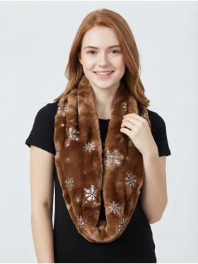 Snowflake Plush Loop Premium Scarf