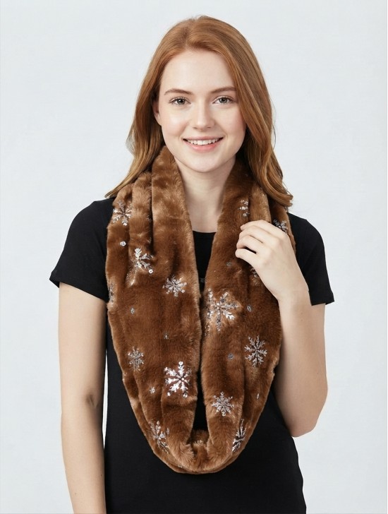 Snowflake Plush Loop Premium Scarf Snowflake Plush Loop Premium Scarf