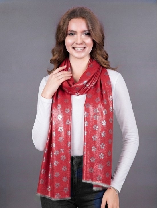 Flower Silver Thread Scarf Flower Silver Thread Scarf
