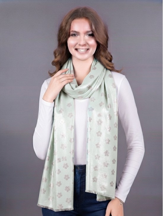 Flower Silver Thread Scarf Flower Silver Thread Scarf