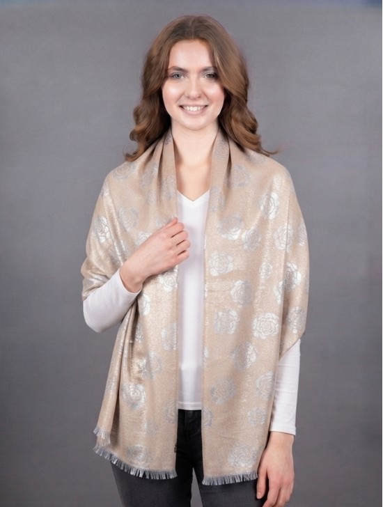 Rose Silver Thread Scarf Rose Silver Thread Scarf
