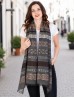 Abstract Printed Two-Tone Scarf W/ Fringe