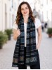 Abstract Printed Two-Tone Scarf W/ Fringe