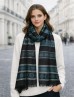 Abstract Printed Two-Tone Scarf W/ Fringe
