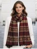 Abstract Printed Two-Tone Scarf W/ Fringe