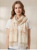 Two-Tone Thread Flower Embroidery Shawl Scarf W/ Tassels & Sequins