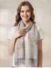 Two-Tone Thread Flower Embroidery Shawl Scarf W/ Tassels & Sequins