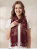 Two-Tone Thread Flower Embroidery Pashmina Scarf W/ Tassels & Sequins