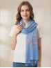 Two-Tone Thread Flower Embroidery Shawl Scarf W/ Tassels & Sequins
