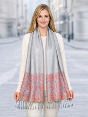 Circle Print Fashion Shawl Scarf W/ Tassels