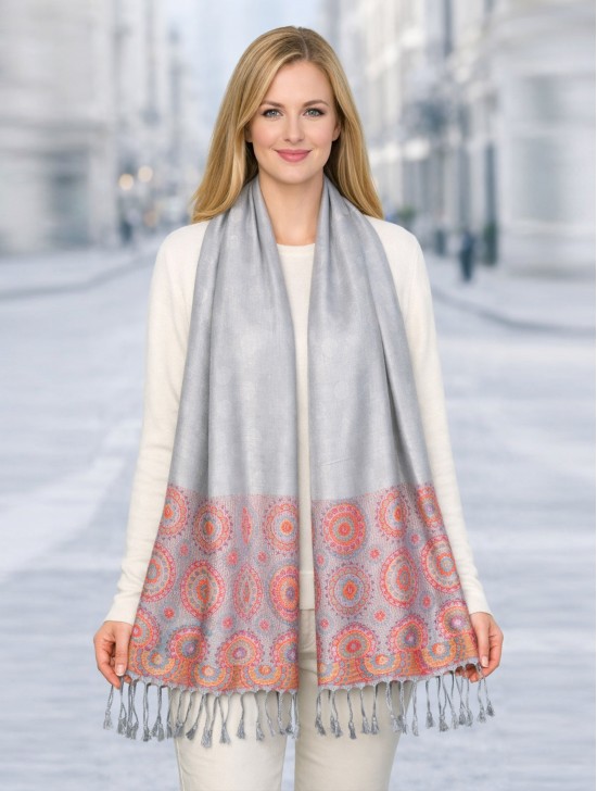 Circle Print Fashion Shawl Scarf W/ Tassels Circle Print Fashion Shawl Scarf W/ Tassels