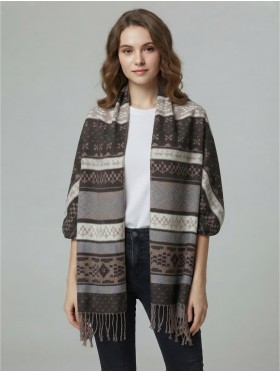  Two Tone Pashmina Scarf W/ Tassels