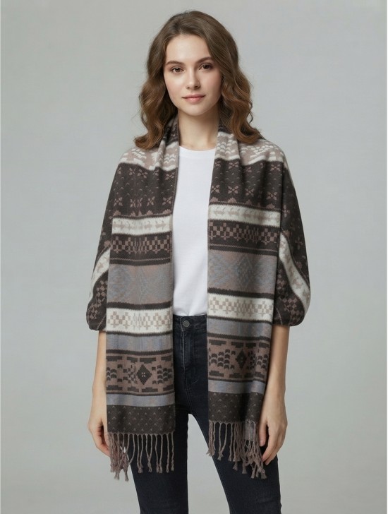  Two Tone Pashmina Scarf W/ Tassels