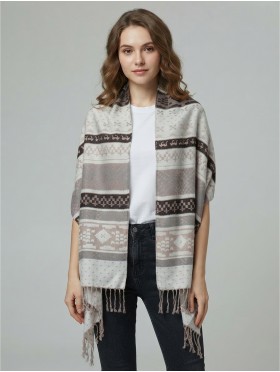  Two Tone Pashmina Scarf W/ Tassels