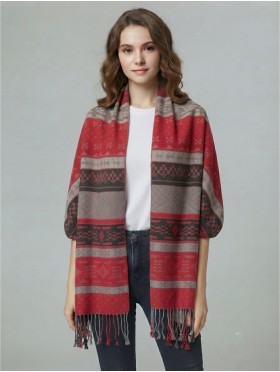 Two Tone Shawl Scarf W/ Tassels