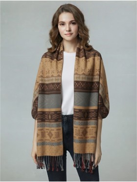  Two Tone Shawl Scarf W/ Tassels