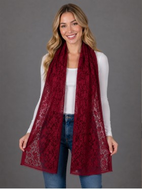 Flower Cut-Out Lace Design Scarf 