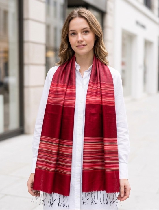 Fashion Scarf W/ Linear Pattern Fashion Scarf W/ Linear Pattern