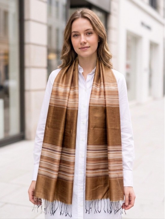 Fashion Scarf W/ Linear Pattern Fashion Scarf W/ Linear Pattern