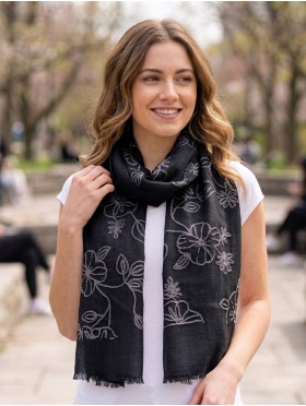 Floral Embroidery Fashion Scarf
