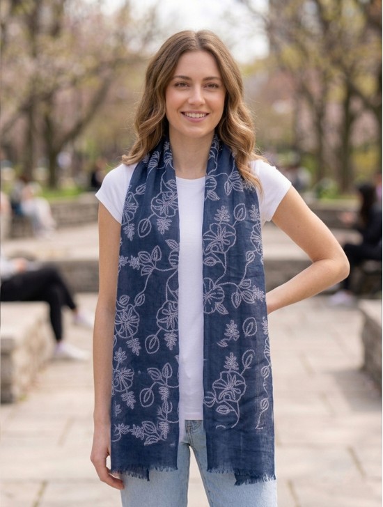 Floral Embroidery Fashion Scarf