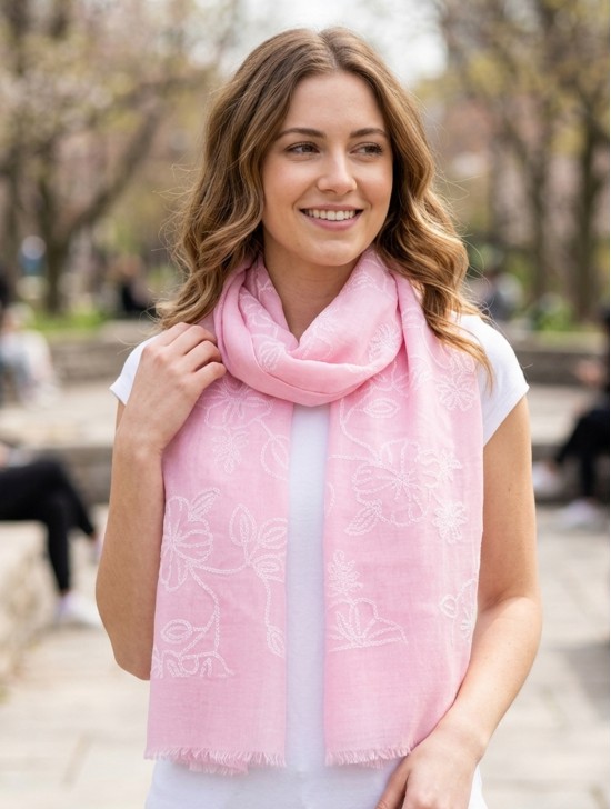Floral Embroidery Fashion Scarf