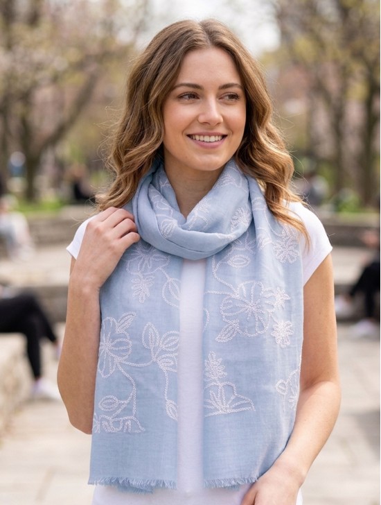 Floral Embroidery Fashion Scarf