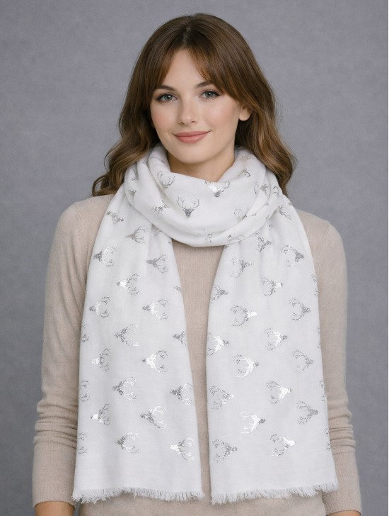 Foil Deer Antlers Head Lightweight Scarf Foil Deer Antlers Head Lightweight Scarf