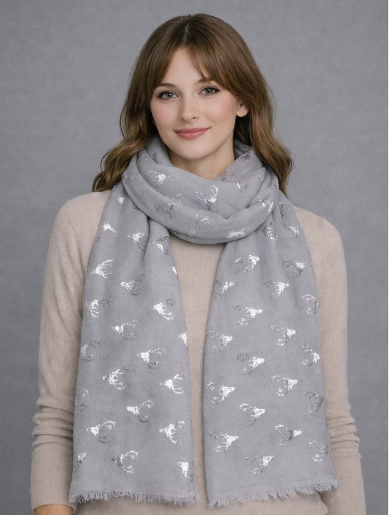 Foil Deer Antlers Head Lightweight Scarf Foil Deer Antlers Head Lightweight Scarf