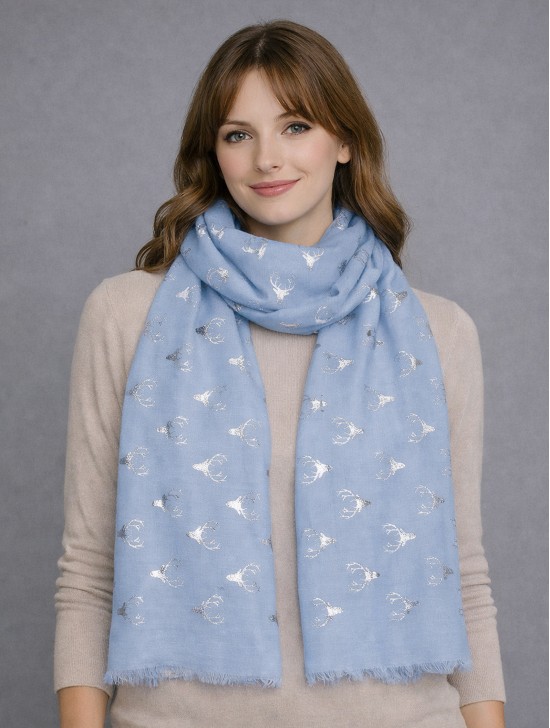 Foil Deer Antlers Head Lightweight Scarf Foil Deer Antlers Head Lightweight Scarf