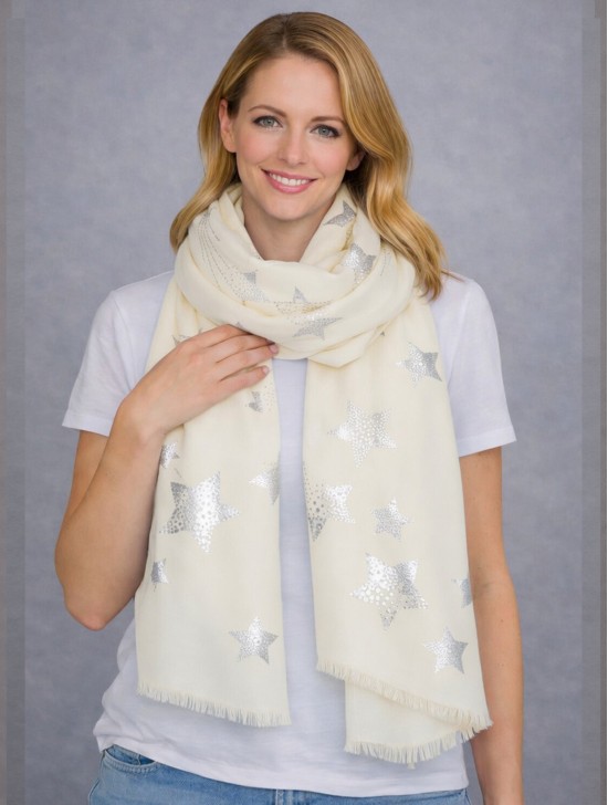 Foil Stars Print Fashion Scarf