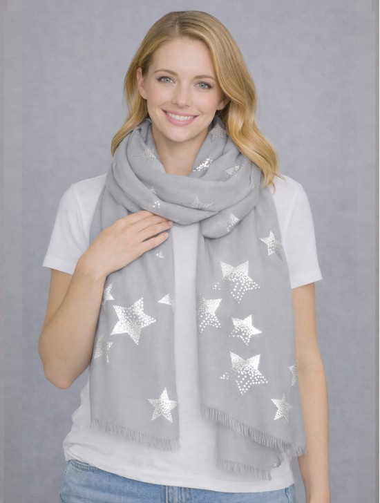 Foil Stars Print Fashion Scarf