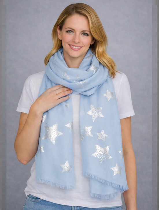 Foil Stars Print Fashion Scarf Foil Stars Print Fashion Scarf