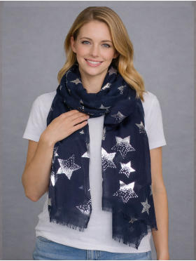 Foil Stars Print Fashion Scarf