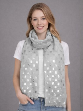 Metallic Owl Print Fashion Scarf