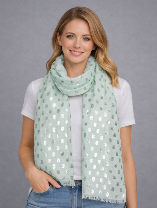 Metallic Owl Print Fashion Scarf Metallic Owl Print Fashion Scarf
