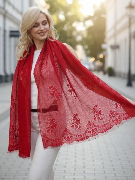 Floral Cut-Out Lace Design Scarf 