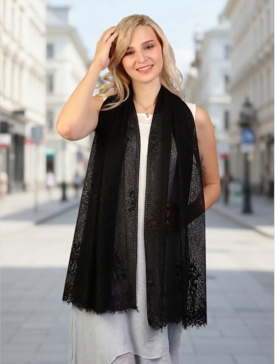 Floral Cut-Out Lace Design Scarf Floral Cut-Out Lace Design Scarf