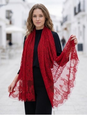 Flower Cut-Out Lace Design Scarf 