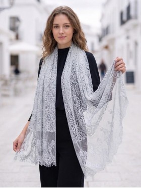 Flower Cut-Out Lace Design Scarf 
