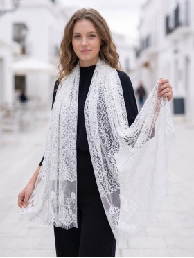 Flower Cut-Out Lace Design Scarf 