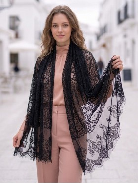 Flower Cut-Out Lace Design Scarf 