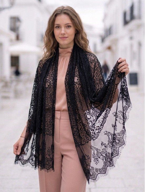 Flower Cut-Out Lace Design Scarf Flower Cut-Out Lace Design Scarf