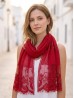 Stripes & Floral  Cut-Out Lace Design Scarf 