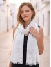 Stripes & Floral  Cut-Out Lace Design Scarf 