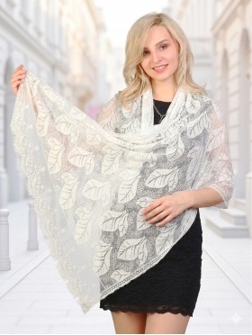 Leaves Cut-Out Lace Design Scarf 