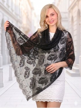 Leaves Cut-Out Lace Design Scarf 