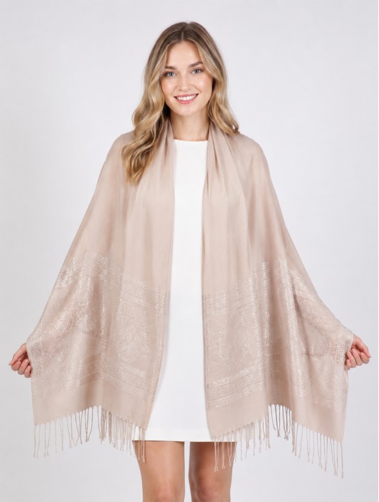 Lightweight Solid Color Scarf with Embroidered Edges