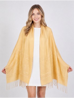 Lightweight Solid Color Scarf with Embroidered Edges