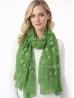 Lightweight Scarf with Embroidered Leaves 